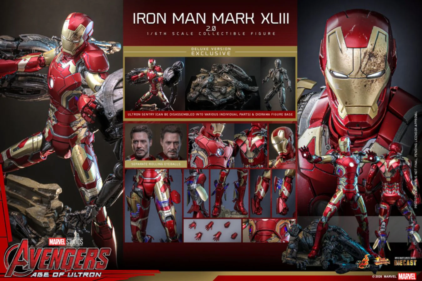 Avengers: Age of Ultron - Iron Man Mark XLIII (2.0) Deluxe 1:6 Scale Collectible Action Figure - Image 17